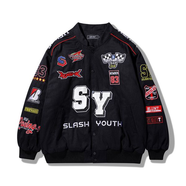 women's jackets 2023 retro embroidered jacket street hiphop paste cloth motorcycle female loose racing suit male letter goth coats 2302, Black;brown
women's jackets 2023 retro embroidered jacket street hiphop paste cloth motorcycle female loose racing suit male letter goth coats 2302, Black;brown