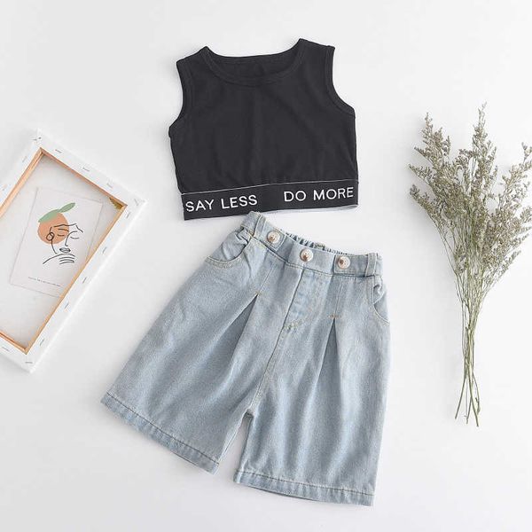 baby girl casual clothes sets fashion kids letter print black tank denim shorts summer active outfit children clothing y, White
baby girl casual clothes sets fashion kids letter print black tank denim shorts summer active outfit children clothing y, White
