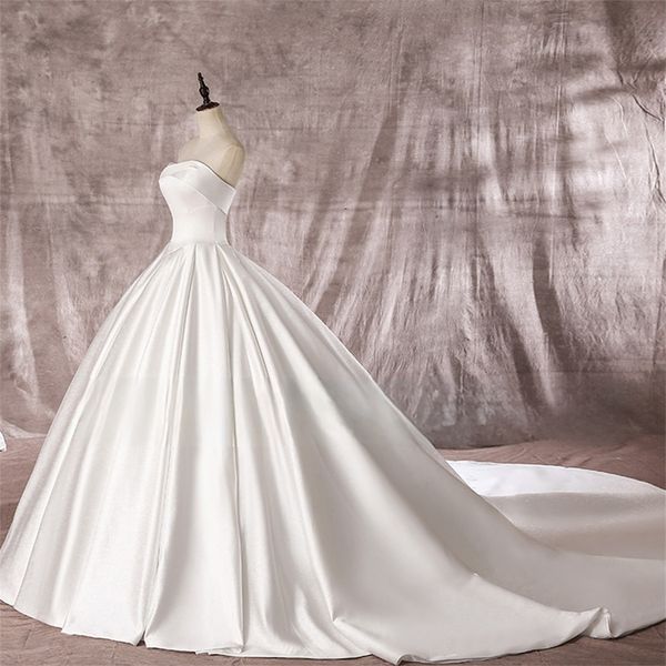party dresses trouwjurk lace up back ball gown wedding dress strapless simple satin vestidos de novia off the shoulder vintage bridal 230213, White;black
party dresses trouwjurk lace up back ball gown wedding dress strapless simple satin vestidos de novia off the shoulder vintage bridal 230213, White;black