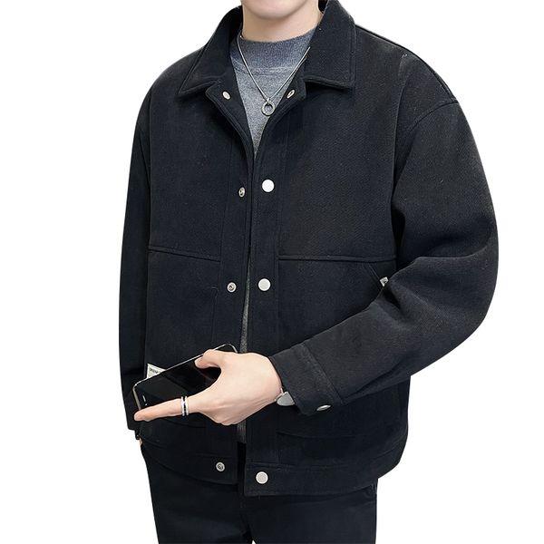 men's wool blends casual woolen coat autumn and winter loose turndown collar solid color fashion single breasted coats 230213, Black
men's wool blends casual woolen coat autumn and winter loose turndown collar solid color fashion single breasted coats 230213, Black
