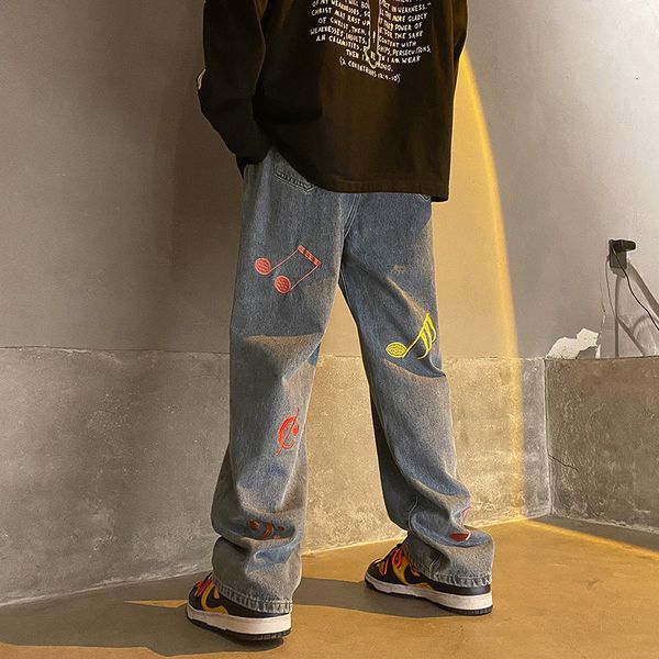 men's jeans american street embroidered jeans men's loose retro casual wide leg high straight tube brand floor length pants 230213, Blue
men's jeans american street embroidered jeans men's loose retro casual wide leg high straight tube brand floor length pants 230213, Blue