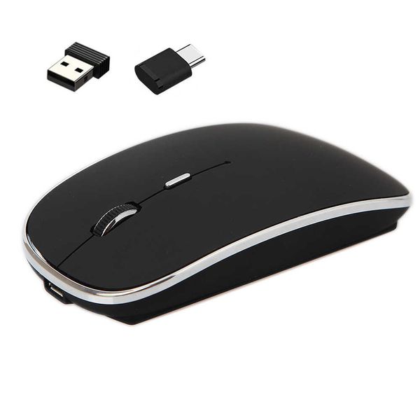 Image of Mice Wireless Mouse Chargeable Portable Silent USB and Type-C Dual Mode Mouse 3 Adjustable DPI for Laptop Mac MacBook Android PC J230607