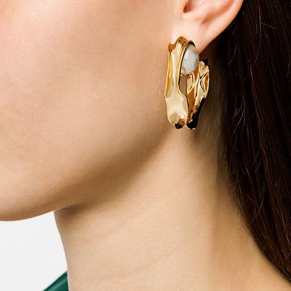new pearl water ripple earrings for women french style internet celebrity personalized eardrops trendy simple earrings, Golden;silver
new pearl water ripple earrings for women french style internet celebrity personalized eardrops trendy simple earrings, Golden;silver