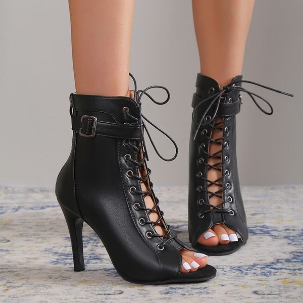sandals fashion laceup women 2023 summer hollow short boots fish mouth stiletto large opentoe party banquet high heels 230213, Black
sandals fashion laceup women 2023 summer hollow short boots fish mouth stiletto large opentoe party banquet high heels 230213, Black