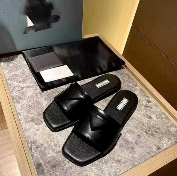 with box summer slippers designer triangle buckle womens sandal classic fashion solid color lady slipper luxury leisure flat xf, Black
with box summer slippers designer triangle buckle womens sandal classic fashion solid color lady slipper luxury leisure flat xf, Black