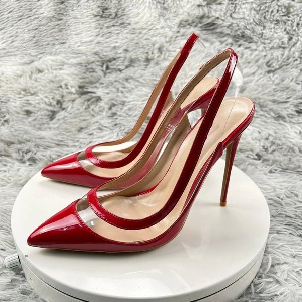 pvc patchwork pointy toe high heel slingbacks shoes summer 12cm 10cm 8cm elegant transparent stiletto pumps red black luxury brand red botto
pvc patchwork pointy toe high heel slingbacks shoes summer 12cm 10cm 8cm elegant transparent stiletto pumps red black luxury brand red botto