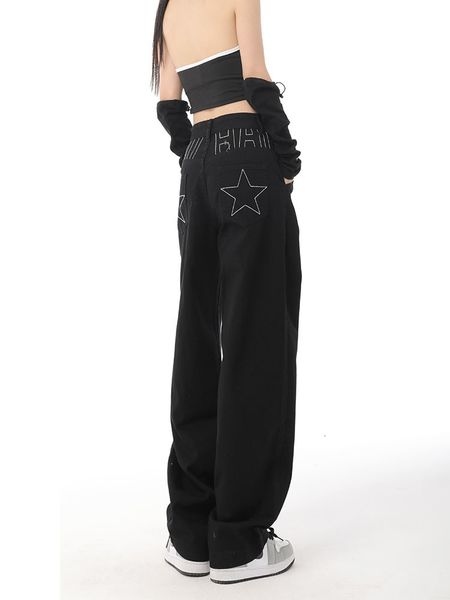 women's jeans retro five pointed star straight women black jeans european and american style design high waist wide leg length all matc, Blue
women's jeans retro five pointed star straight women black jeans european and american style design high waist wide leg length all matc, Blue
