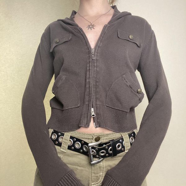 women s jackets xingqing vintage jacket 2000s aesthetic women long sleeve hooded with pockets grunge fairy core sweater coat y2k streetwear, Black;brown
women s jackets xingqing vintage jacket 2000s aesthetic women long sleeve hooded with pockets grunge fairy core sweater coat y2k streetwear, Black;brown