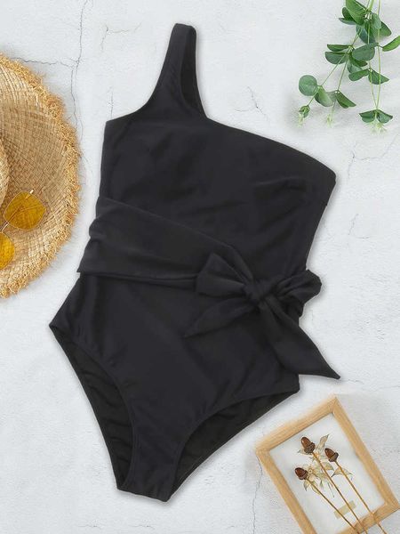 women's swimwear one piece swimsuit women 2023 new solid one shoulder swimwear belted bow bodysuit monokini summer beach bathing suit f, White;black
women's swimwear one piece swimsuit women 2023 new solid one shoulder swimwear belted bow bodysuit monokini summer beach bathing suit f, White;black