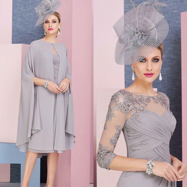 casual dresses gray lace appliqued mother of the bride groom dress with cape chiffon 2 pieces wedding ceremony evening prom gowns formal 230, Black;gray
casual dresses gray lace appliqued mother of the bride groom dress with cape chiffon 2 pieces wedding ceremony evening prom gowns formal 230, Black;gray