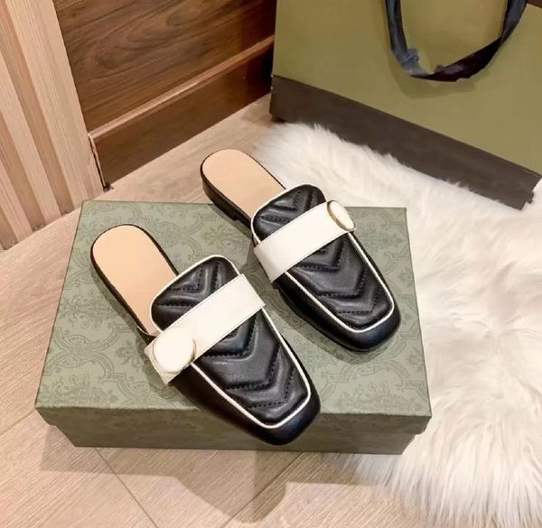 with box women's half slippers classic leather flat bottom sandals designer luxury printing retro sandal summer fashion women ys, Black
with box women's half slippers classic leather flat bottom sandals designer luxury printing retro sandal summer fashion women ys, Black