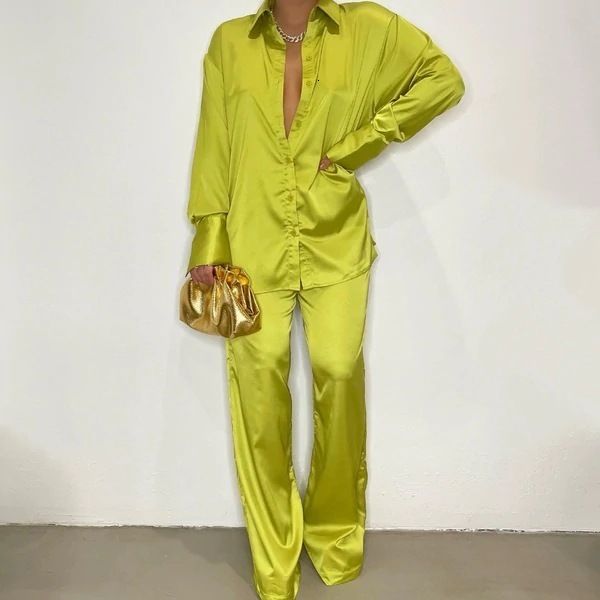 women's two piece pants autumn satin 2 piece set oversize long sleeve shirt wideleg suit female casual fashion elegant ladies outfits 2, White
women's two piece pants autumn satin 2 piece set oversize long sleeve shirt wideleg suit female casual fashion elegant ladies outfits 2, White