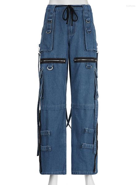 women's jeans women baggy zipper ribbon design harajuku wide leg pants casual street low rise denim trousers, Blue
women's jeans women baggy zipper ribbon design harajuku wide leg pants casual street low rise denim trousers, Blue