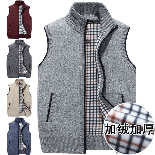 men's vests 2023 autumn and winter plush thickened sleeveless cardigan knitted loose casual sweater waistcoat 230213, Black;white
men's vests 2023 autumn and winter plush thickened sleeveless cardigan knitted loose casual sweater waistcoat 230213, Black;white