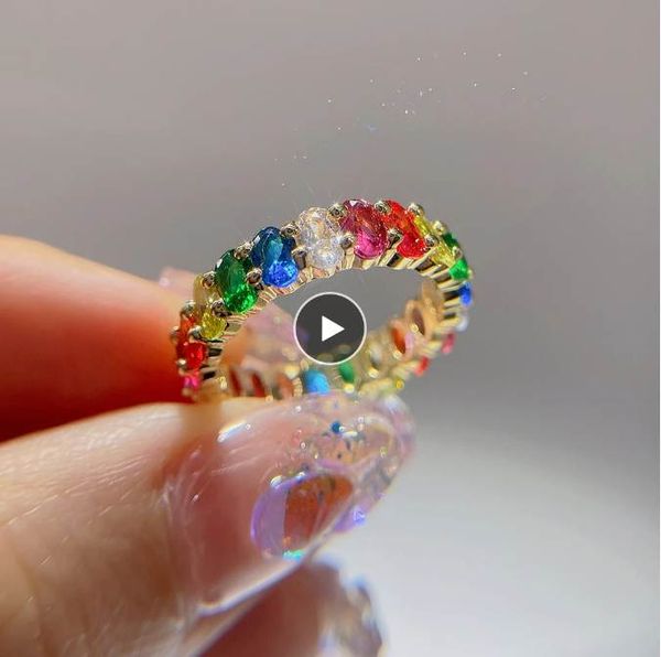 women rings new fashion rainbow zircon rings luxury 18k gold women jewelry engagement wedding rings women gifts, Silver
women rings new fashion rainbow zircon rings luxury 18k gold women jewelry engagement wedding rings women gifts, Silver