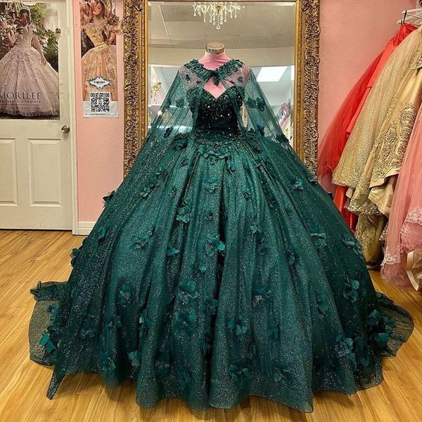 hunter green beading crystal quinceanera dress with cape princess butterfly 3d flowers lace-up corset vestido de 15 anos, Blue;red
hunter green beading crystal quinceanera dress with cape princess butterfly 3d flowers lace-up corset vestido de 15 anos, Blue;red