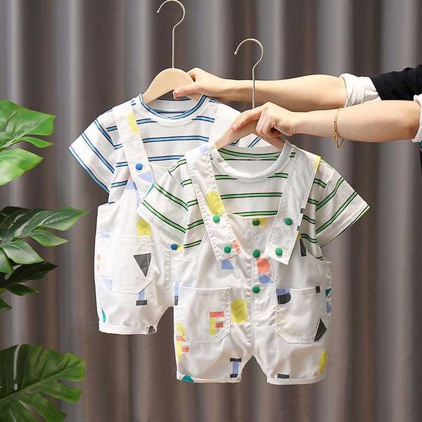 sets toddler children casual summer baby short sleeve clothing boys and girls cotton tracksuit striped overalls y, White
sets toddler children casual summer baby short sleeve clothing boys and girls cotton tracksuit striped overalls y, White