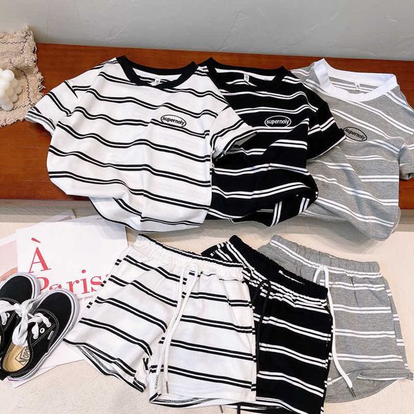 clothing sets yearold boys' suit baby simple stripe short sleeve clothes children's cotton shorts leisure sports twopiece set, White
clothing sets yearold boys' suit baby simple stripe short sleeve clothes children's cotton shorts leisure sports twopiece set, White