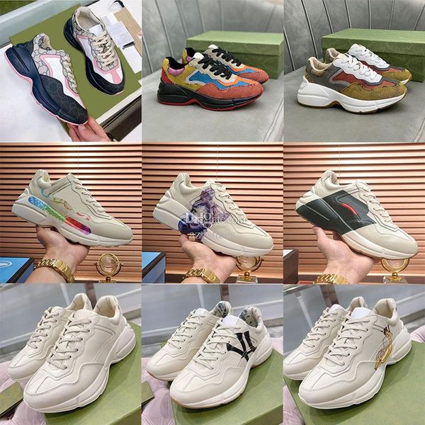 

with box designer sneakers ggity shoes designer sneakers rhyton casual shoes men women vintage daddy sneaker brand lady luxurys runner tr hx, Black