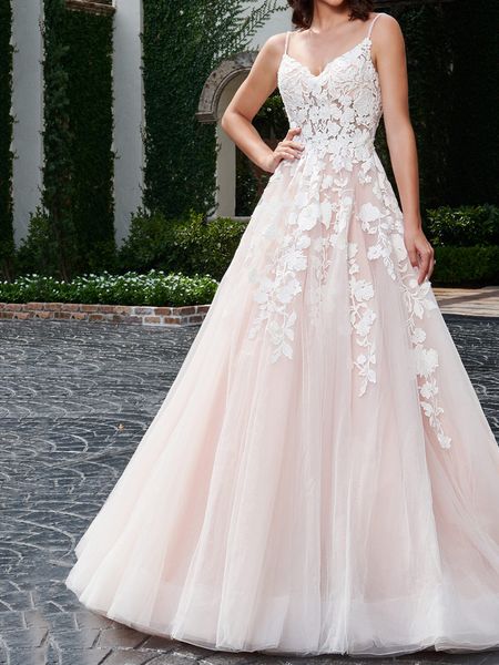 empire wedding dress blush tulle with iovry applique high waist bridal gowns accept custom made plus size wedding dresses, White
empire wedding dress blush tulle with iovry applique high waist bridal gowns accept custom made plus size wedding dresses, White