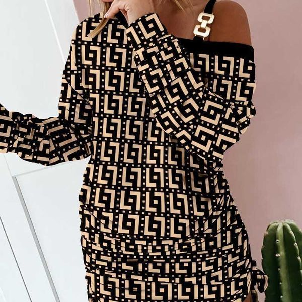 designer dresses women clothing fashion print long sleeve dress plus size 3xl, Black;gray
designer dresses women clothing fashion print long sleeve dress plus size 3xl, Black;gray