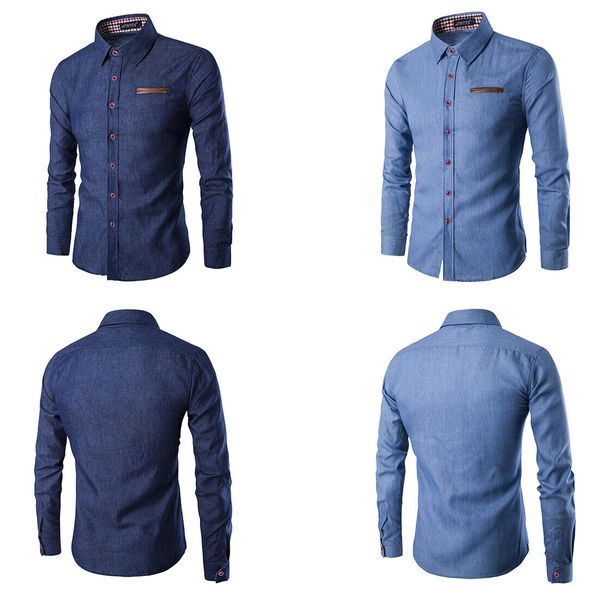 mens casual long sleeve denim shirt turn-down collar button slim fit shirts, White;black
mens casual long sleeve denim shirt turn-down collar button slim fit shirts, White;black