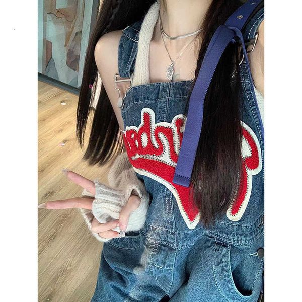 cowboy suspenders american women's summer age reduction loose embroidery straight tube wide leg pants high waist slim jumpsuit, Blue
cowboy suspenders american women's summer age reduction loose embroidery straight tube wide leg pants high waist slim jumpsuit, Blue