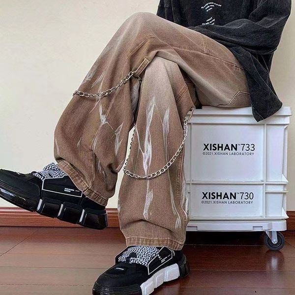 men's jeans american high street hiphop pants trendy design tie dye brown men loose straight wide leg waist harajuku denim 230213, Blue
men's jeans american high street hiphop pants trendy design tie dye brown men loose straight wide leg waist harajuku denim 230213, Blue