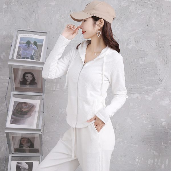 women's two piece pants set tracksuit long sleeve zipper hooded cotton skinny suit solid casual sweatshirt set clothes ropa mujer 23021, White
women's two piece pants set tracksuit long sleeve zipper hooded cotton skinny suit solid casual sweatshirt set clothes ropa mujer 23021, White
