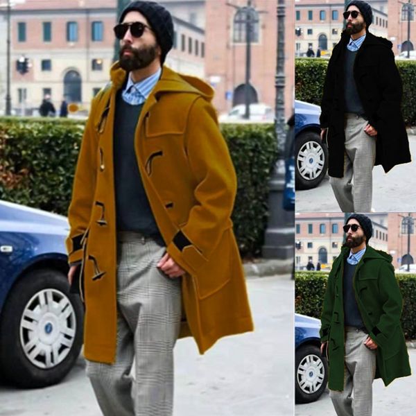 men's wool blends chic woolen coat men horn buckle thickened hooded jackets windbreaker autumn winter est loose overcoat warm cardigan, Black
men's wool blends chic woolen coat men horn buckle thickened hooded jackets windbreaker autumn winter est loose overcoat warm cardigan, Black