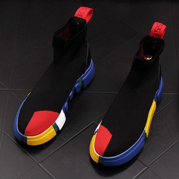 men's high-elastic socks boot breathable fly weaving mesh shoes korean version of the trend of breathable sports casual shoes thick bot, Black
men's high-elastic socks boot breathable fly weaving mesh shoes korean version of the trend of breathable sports casual shoes thick bot, Black