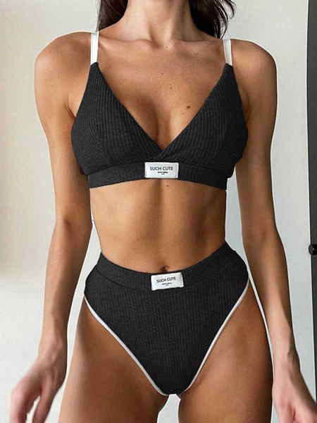 women's swimwear 2023 new letter bikini women vneck swimwear two pieces swimsuit female high cut bikini set brazilian bathing suit bath, White;black
women's swimwear 2023 new letter bikini women vneck swimwear two pieces swimsuit female high cut bikini set brazilian bathing suit bath, White;black