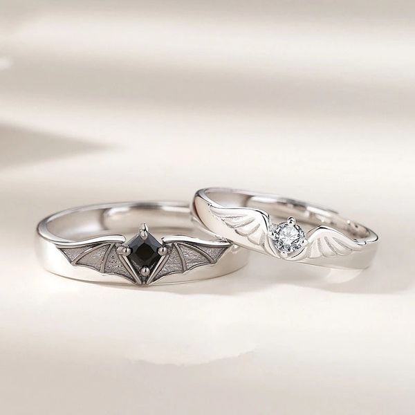 fashion angel demon couple rings design creativity personality wing adjustable ring for women men lovers jewelry gift, Silver
fashion angel demon couple rings design creativity personality wing adjustable ring for women men lovers jewelry gift, Silver