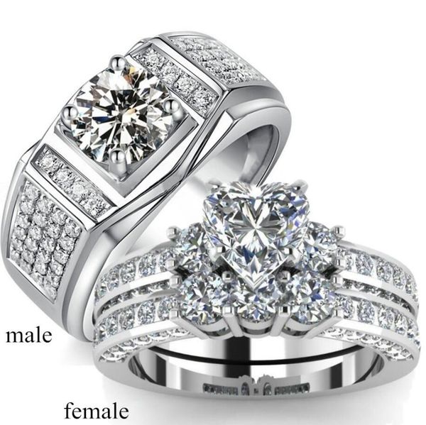 classic couple rings for men women cz stone trendy wedding lovers' ring jewelry romantic valentine's day present ring accessory, Golden;silver
classic couple rings for men women cz stone trendy wedding lovers' ring jewelry romantic valentine's day present ring accessory, Golden;silver