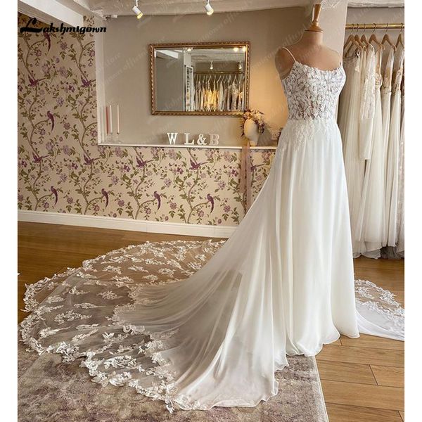 party dresses lakshmigown a line wedding dress 2023 scoop neck spaghetti straps lace appliqued chiffon beach bridal gowns suknia lubna 23021, White;black
party dresses lakshmigown a line wedding dress 2023 scoop neck spaghetti straps lace appliqued chiffon beach bridal gowns suknia lubna 23021, White;black