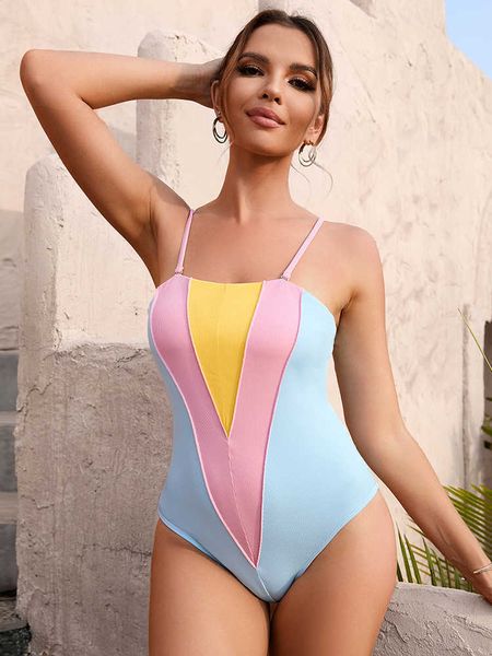 women's swimwear one piece swimsuit 2023 new solid patchwork sling swimwear women bandeau bodysuit monokini summer beach bathing suit f, White;black
women's swimwear one piece swimsuit 2023 new solid patchwork sling swimwear women bandeau bodysuit monokini summer beach bathing suit f, White;black