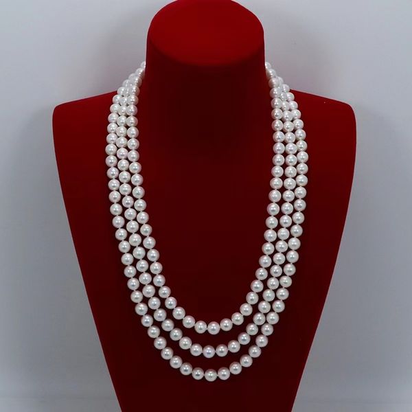 natural fresh water multi-layer pearl necklace 7-8mm round 42cm 45cm 48cm luxury fashion jewelry elegant generous, Silver
natural fresh water multi-layer pearl necklace 7-8mm round 42cm 45cm 48cm luxury fashion jewelry elegant generous, Silver