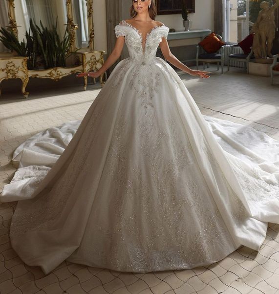 luxury ball gown wedding dresses sleeveless v neck off shoulder sequins appliques beaded ruffles 3d lace diamonds bridal gowns plus size cus, White
luxury ball gown wedding dresses sleeveless v neck off shoulder sequins appliques beaded ruffles 3d lace diamonds bridal gowns plus size cus, White