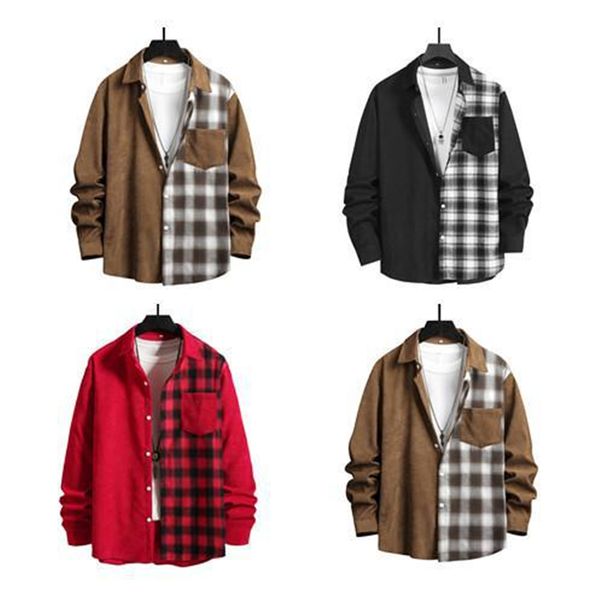 spring hip hop style grid shirts for men fashion splice colors corduroy long sleeve lapel youth casual loose shirt dxr08, White;black
spring hip hop style grid shirts for men fashion splice colors corduroy long sleeve lapel youth casual loose shirt dxr08, White;black