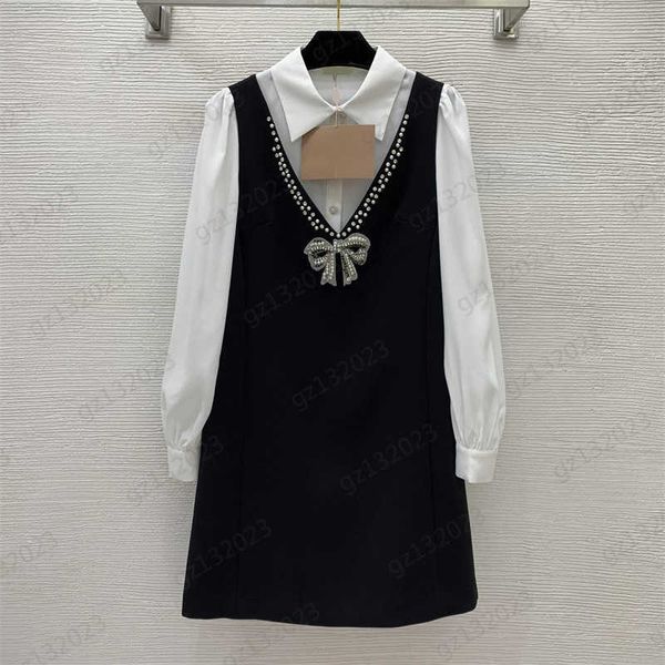 fashion brand dress bow ironing drill decorative v-neck a-line dresses spliced lapel long sleeve temperament joker shirt womens designer dre, Black;gray
fashion brand dress bow ironing drill decorative v-neck a-line dresses spliced lapel long sleeve temperament joker shirt womens designer dre, Black;gray