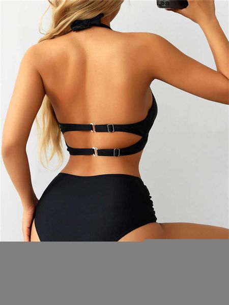 women's swimwear push up bikini swimsuit women 2023 new solid high waist bikinis set swimwear halter summer beach wear bathing suit fem, White;black
women's swimwear push up bikini swimsuit women 2023 new solid high waist bikinis set swimwear halter summer beach wear bathing suit fem, White;black