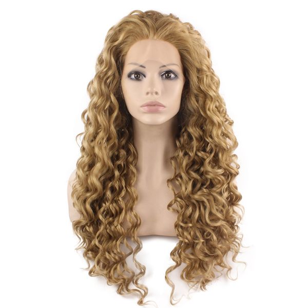 26" extra long brown & blonde wig heat friendly lace front synthetic hair curly wig, Black
26" extra long brown & blonde wig heat friendly lace front synthetic hair curly wig, Black