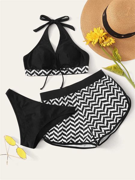women's swimwear bikini swimsuit women 2023 new solid striped bikinis set 3 piece swimwear push up summer beach wear bathing suit for f, White;black
women's swimwear bikini swimsuit women 2023 new solid striped bikinis set 3 piece swimwear push up summer beach wear bathing suit for f, White;black