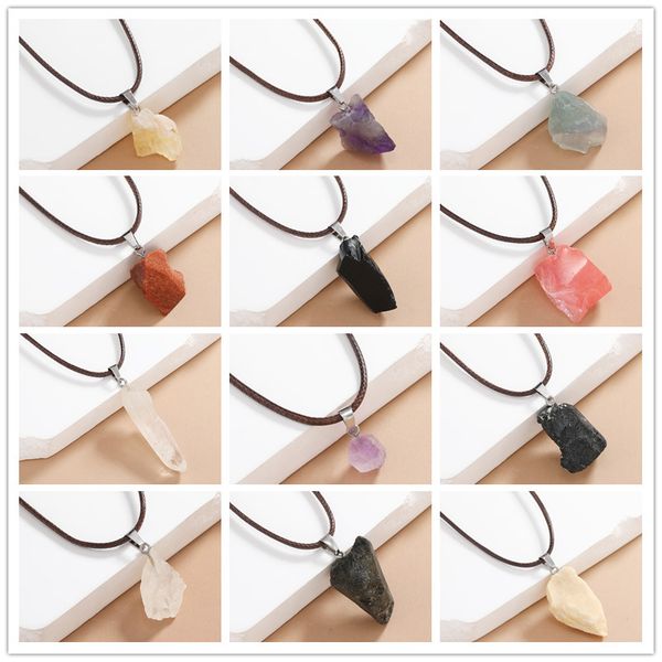 trendy irregular natural stone pendant geometry shape crystal quartz necklace for women rope chain jewelry, Silver
trendy irregular natural stone pendant geometry shape crystal quartz necklace for women rope chain jewelry, Silver