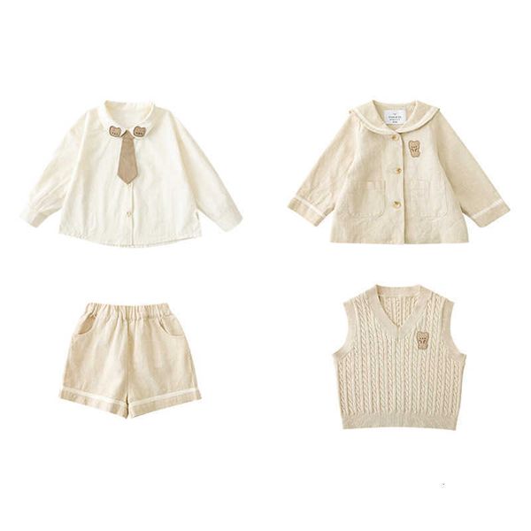 clothing sets qiu duomeng girls' bread bear embroidered shirt set chil1en's korean vest coat spring baby casual shorts, White
clothing sets qiu duomeng girls' bread bear embroidered shirt set chil1en's korean vest coat spring baby casual shorts, White