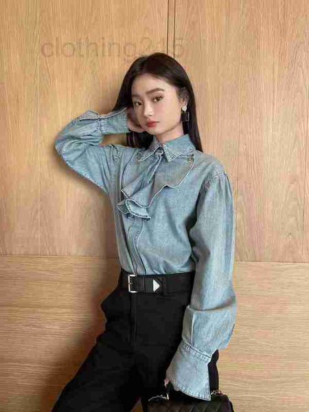 women's blouses & shirts designer small 22 early autumn modern style agaric ruffle lapel women's denim long-sleeved shirt 6zmb, White
women's blouses & shirts designer small 22 early autumn modern style agaric ruffle lapel women's denim long-sleeved shirt 6zmb, White