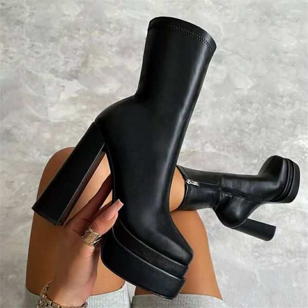 2022 women's boots european and american autumn and winter new brand thick high heel thick bottom fashionable square head side zipper s, Black
2022 women's boots european and american autumn and winter new brand thick high heel thick bottom fashionable square head side zipper s, Black