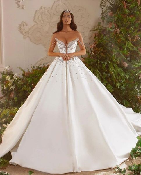 elegant ball gown wedding dresses appliques v neck sleeveless sequins ruffles appliques floor length beaded diamonds ruffles formal dresses, White
elegant ball gown wedding dresses appliques v neck sleeveless sequins ruffles appliques floor length beaded diamonds ruffles formal dresses, White