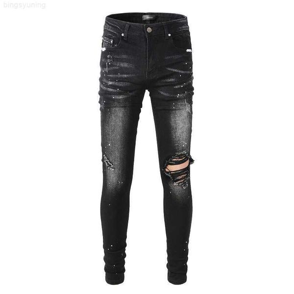men's jeans amirs designer fashion pants cool stylish leisure ripped brand casual hip hop high street worn washed ink color painting sl, Blue
men's jeans amirs designer fashion pants cool stylish leisure ripped brand casual hip hop high street worn washed ink color painting sl, Blue