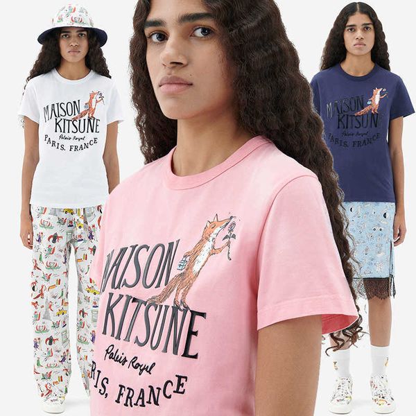 maison kitsune women designer t shirt fashion letter embroidery gives rose print women's short sleeve t-shirt, White
maison kitsune women designer t shirt fashion letter embroidery gives rose print women's short sleeve t-shirt, White